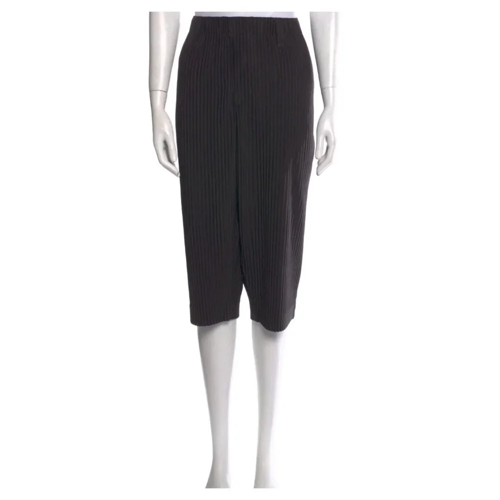 Issey Miyake Homme Plisse 2 / Medium shorts cropped pants matte black w/pockets - Picture 5 of 11